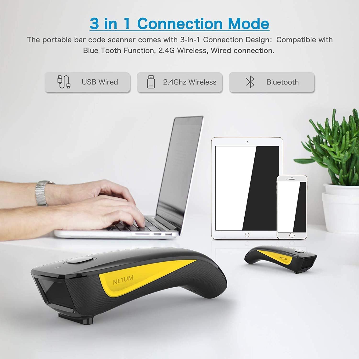 NETUM C750 Wireless Barcode Scanner Bluetooth Compatible, Small Pocket ...