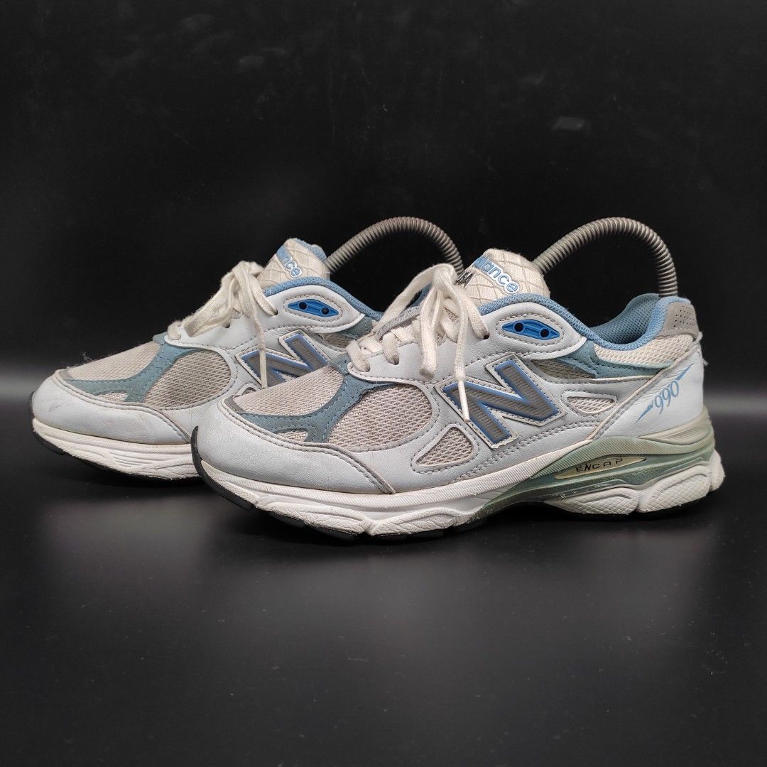New Balance 990v3 USA White Baby Blue 6 women