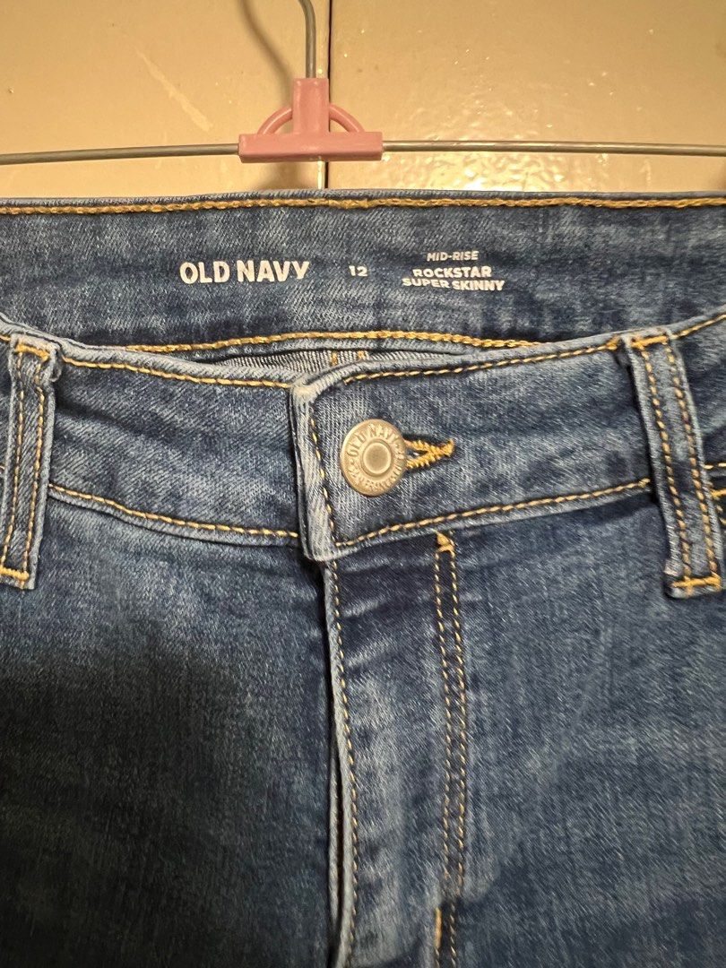 Old Navy Womens Blue Denim Mid rise Rockstar super skinny jeans