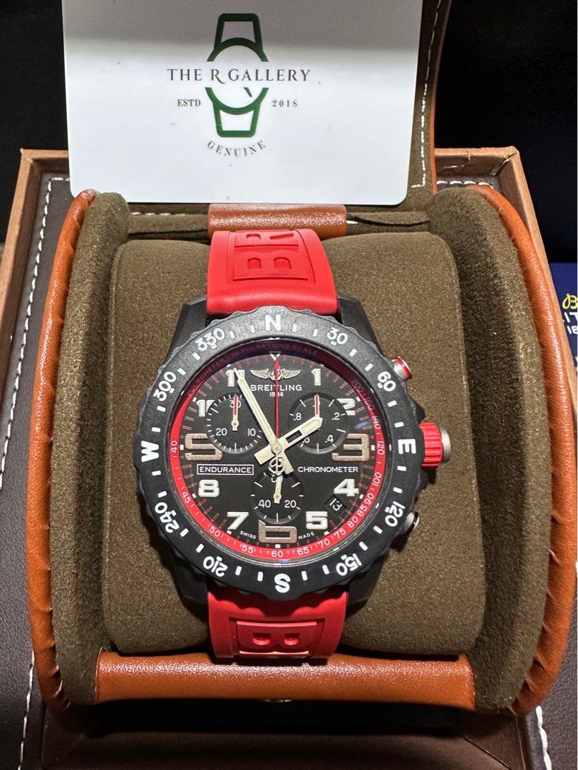 Original Breitling Endurance Pro Quartz 44mm Red Rubber Strap