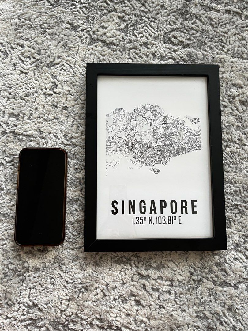 Photo Frame Singapore map, Furniture & Home Living, Home Decor, Wall