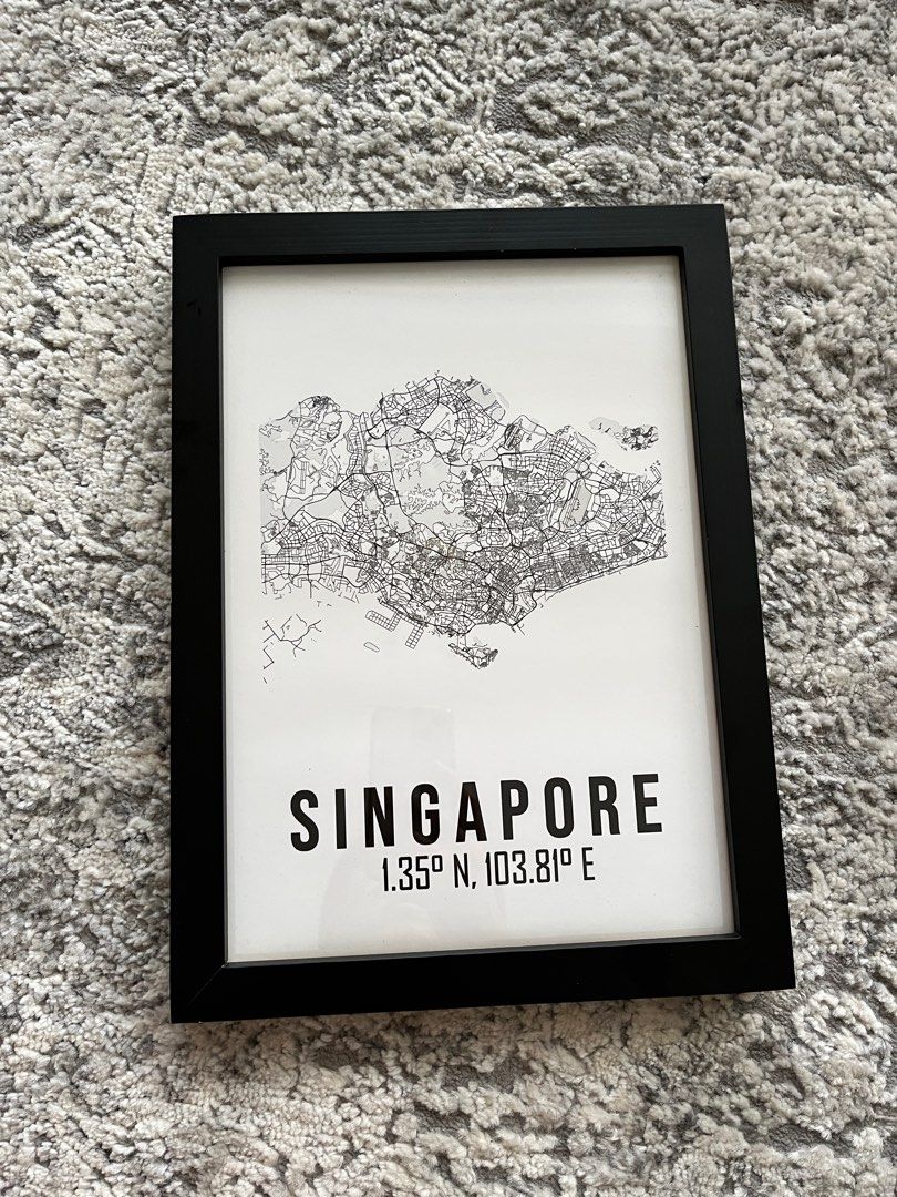 Photo Frame Singapore map, Furniture & Home Living, Home Decor, Wall