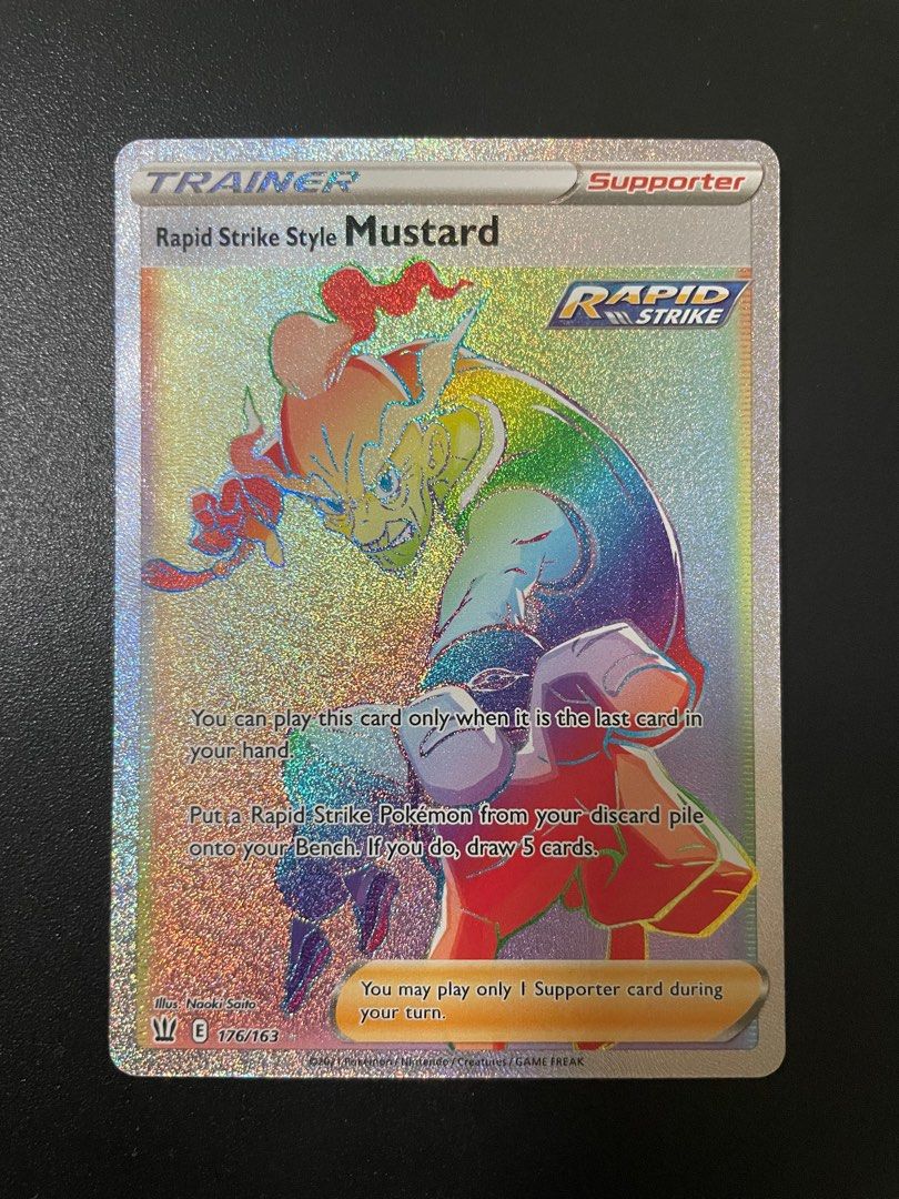 Pokemon TCG Rapid Strike Style Mustard - 176/163 - Hyper Rare Sword &  Shield: Battle Styles Pokemon card, Hobbies & Toys, Toys & Games on  Carousell