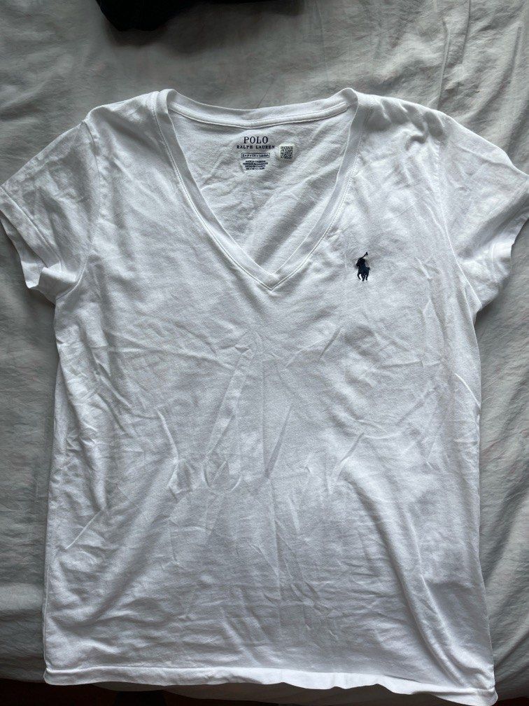 Ralph lauren white v cheap neck