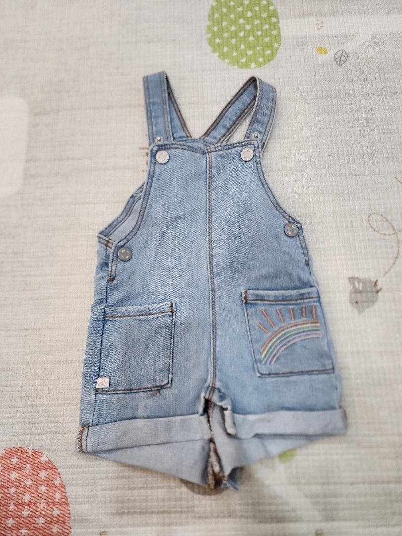 Primark UK Denim Dungarees with Rainbow Stitch for Baby