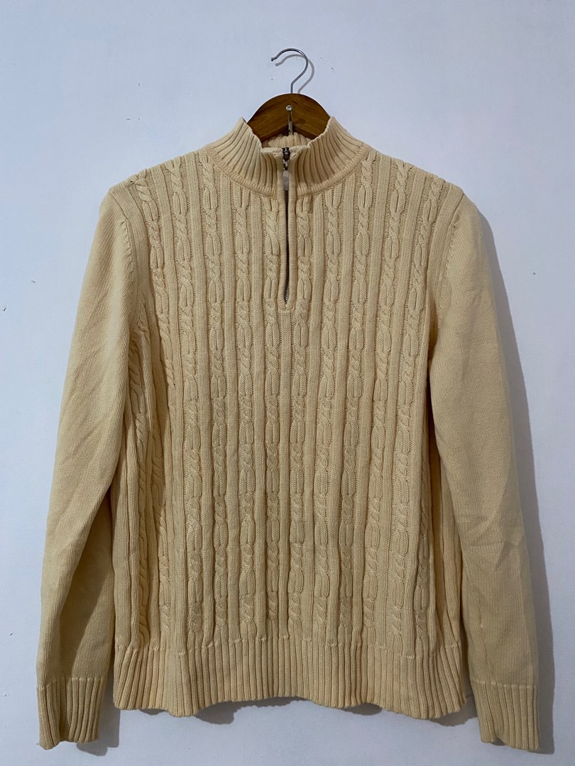 POL Cable-Knit Quarter Button Hooded Sweater main image 0