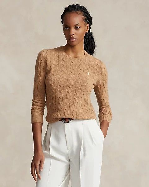 POLO RALPH LAUREN CABLE-KNIT WOOL-CASHMERE SWEATER, Cream Women's Sweater
