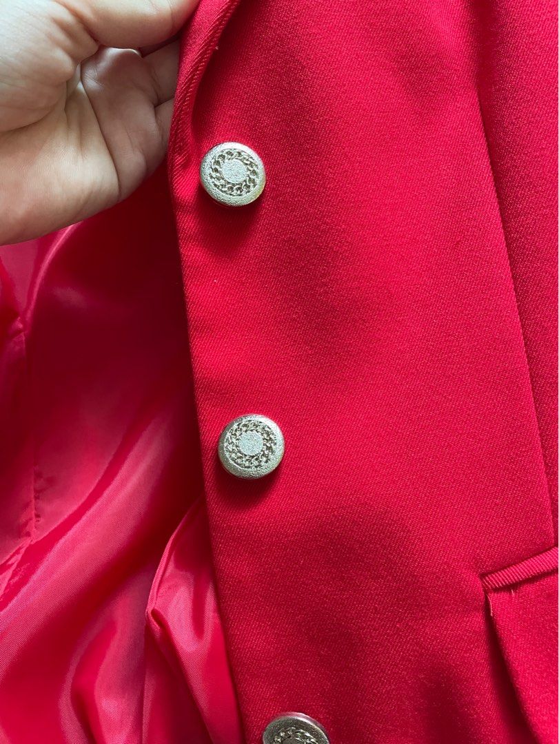 Red blazer hotsell with shoulder pads