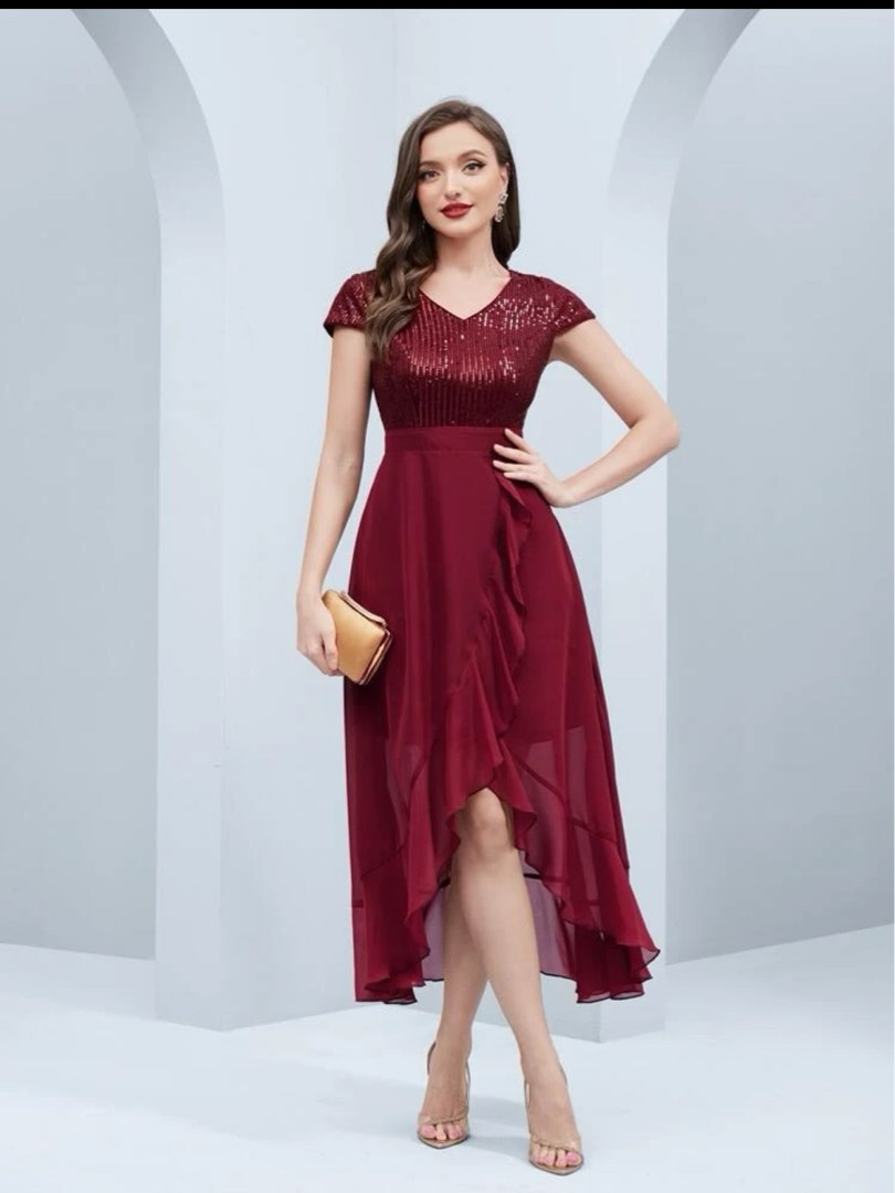 Red sparkly cheap formal dress