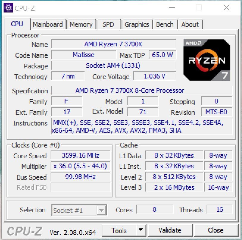 Ryzen7 3700x CPU and Asus Tuf Gaming B450M Pro S motherboard, 電腦