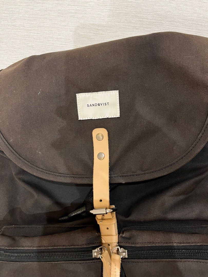 Sandqvist Roald Ground Backpack Canvas Black Natural Leather