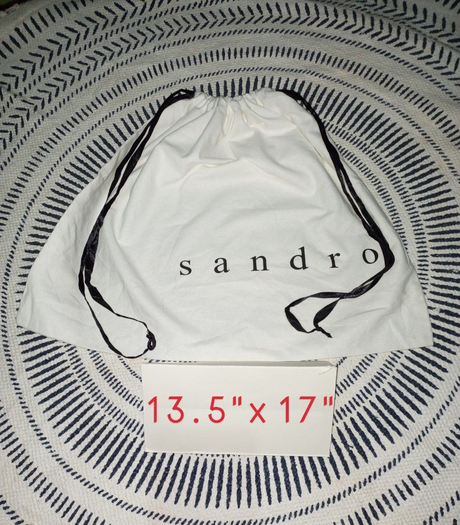 Sandro dust bag dustbag (Category: Luxury Bags & Wallets) located in Pagadian. Submitted by luxuryaccessories_ella.2022 (Listing ID 1260227359, Image 1). Description: Reminders: • All items are preloved/ selected ukays.(already wash) • Please manage your expectation. •No return, No exchange. •No to long reservation (except Po sa suki ko na Po)‼️ •No to LOW BALLERS‼️(Will not entertain) Will give discounts naman Po but wag Po Yung sagad na halos 3