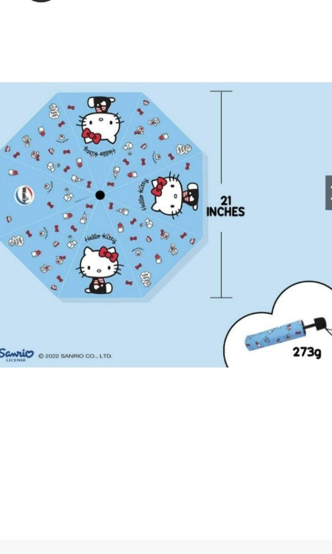 Sanrio Hello Kitty Blue Foldable UV Protection Umbrella, Hobbies & Toys ...