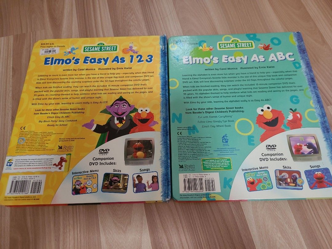 Sesame Street Elmo Easy As ABC and Elmo Easy as 123 Board Books ...
