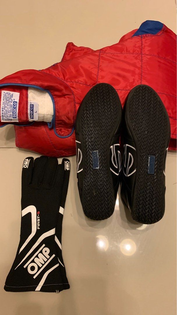 Sparco Racing Suit Combo With Glove & Shoes, Sports Equipment, Other Sports Equipment and