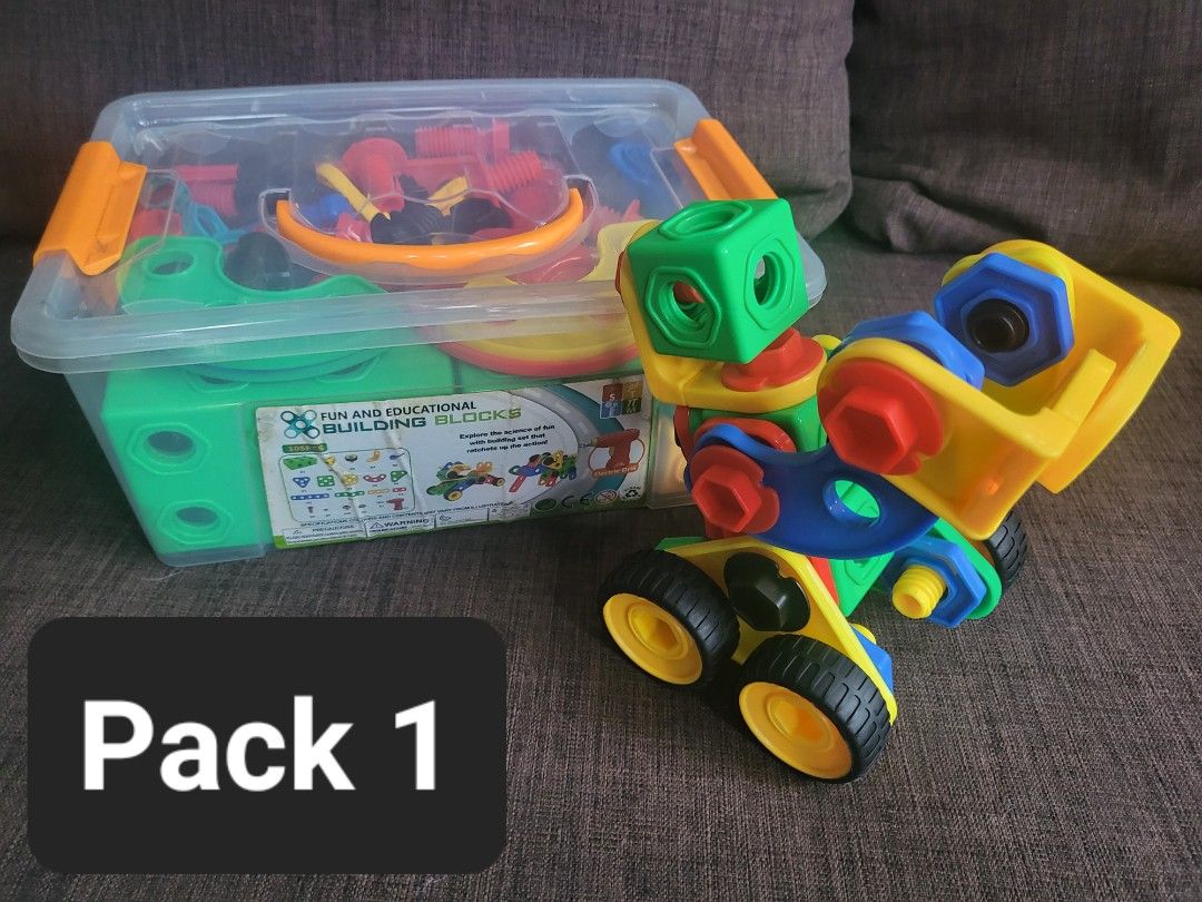 Stem Learning Educational Toys (Category: Educational & Learning Toys) located in Quezon City. Submitted by lizawoo (Listing ID 1260294348, Image 3). Description: [FOR SALE] STEM LEARNING EDUCATIONAL TOYS Pack 1 Puzzle Block - Carrying Case (structure) with building pieces - Can stack on the case and build anything using the panels and gears Pack 2 Robot/Vehicle Set - Storage Box with building pieces - Can make anything PHP600 for Pack 1 and 2 se