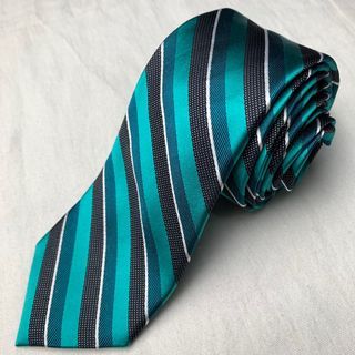 Express Teal Black Essential Stripes Narrow Necktie