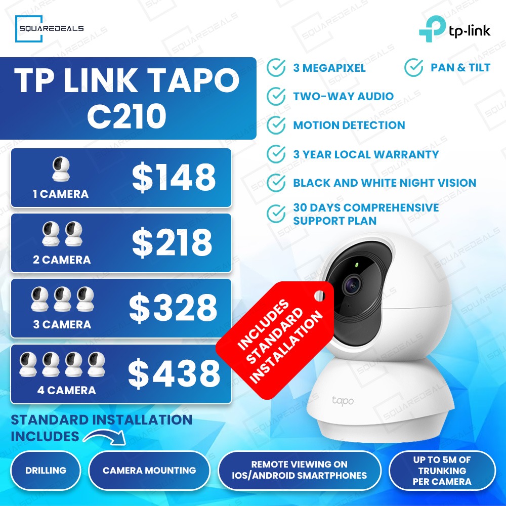 TP-Link TAPO TC70 C200 C210 C225 CCTV Cameras | Standard Installation ...