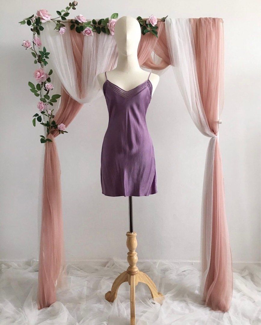 Victoria Secret purple mesh panel slip dress, Women's Fashion, Dresses &  Sets, Dresses on Carousell
