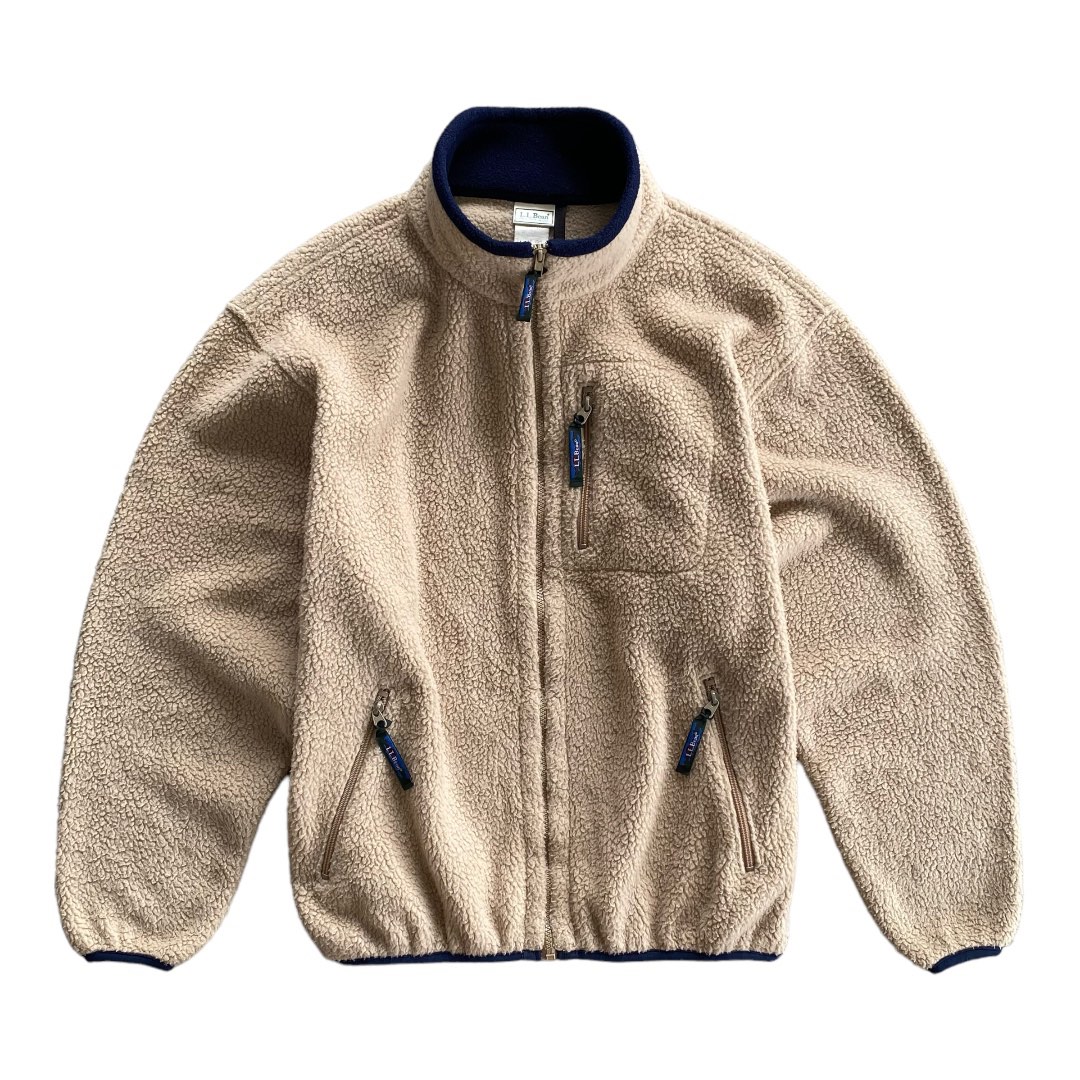 Vintage LLBean Deep Pile Fleece Jacket Made In Usa, Men's Fashion
