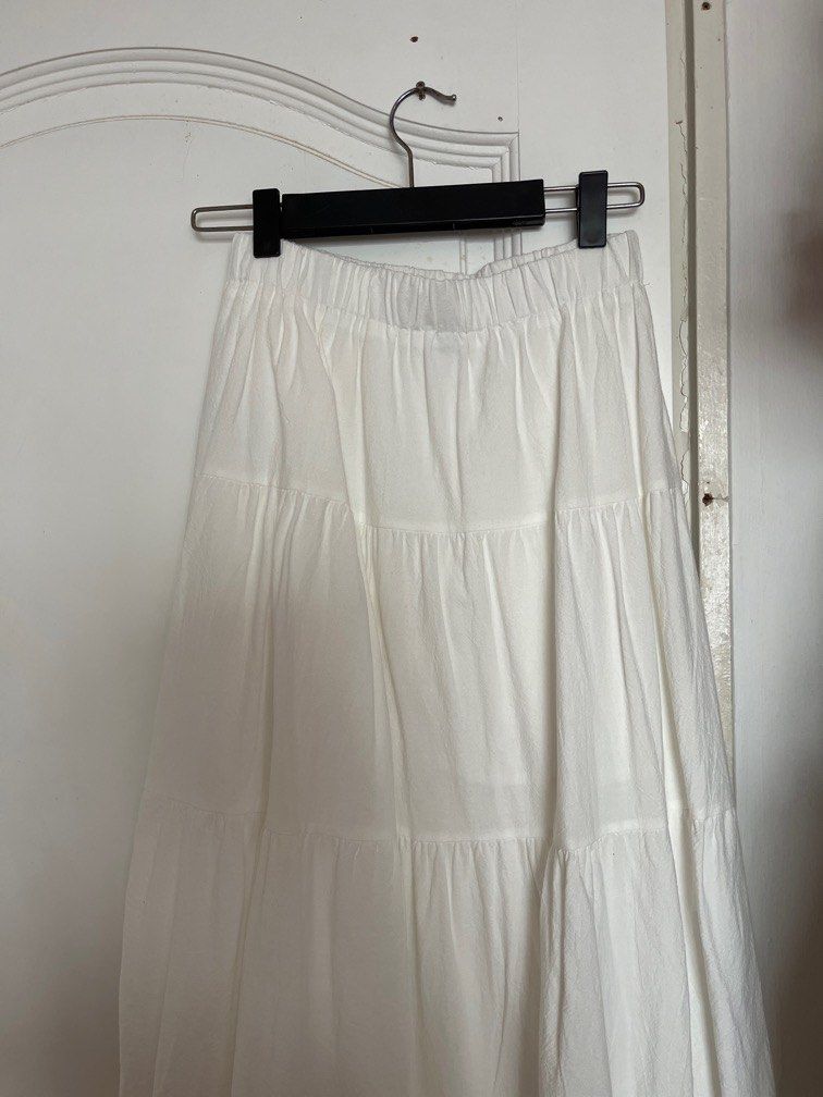 Effortless Tiered Maxi Skirt - White