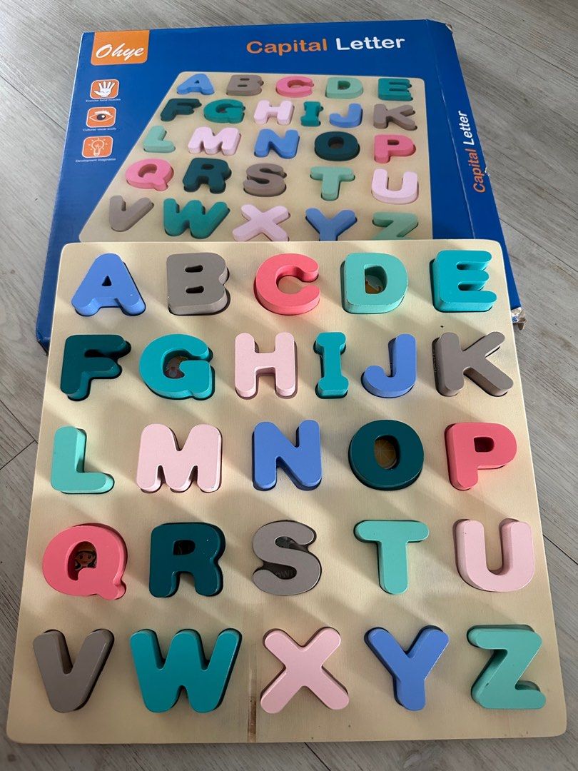 Wooden Capital Letter toys, Babies & Kids, Infant Playtime on Carousell