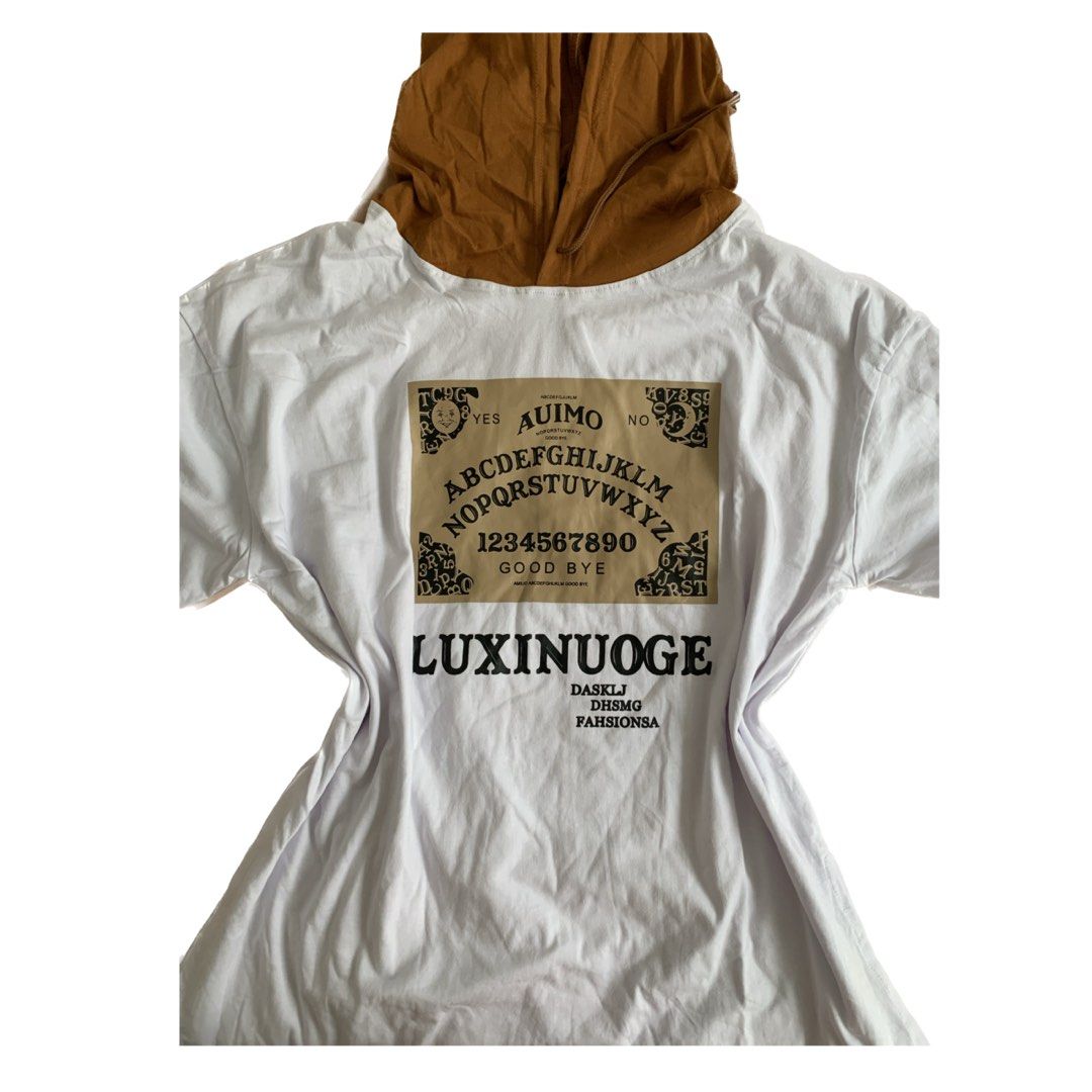 wts white brown oversized graphic hoodie shirt Women s Fashion