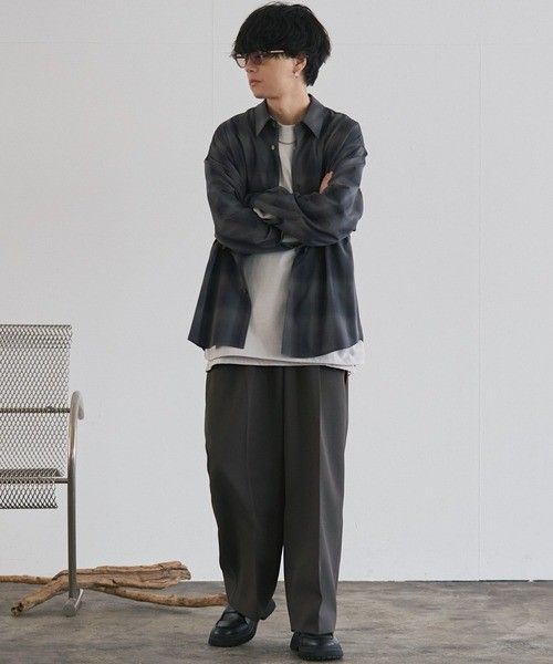 Wym Lidnm OMBRE CHECK LOOSE SHIRT 格仔恤衫, 男裝, 上身及套裝, T