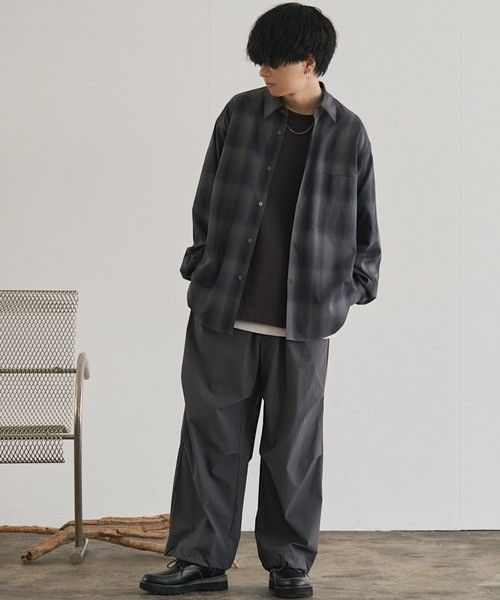 Wym Lidnm OMBRE CHECK LOOSE SHIRT 格仔恤衫, 男裝, 上身及套裝, T