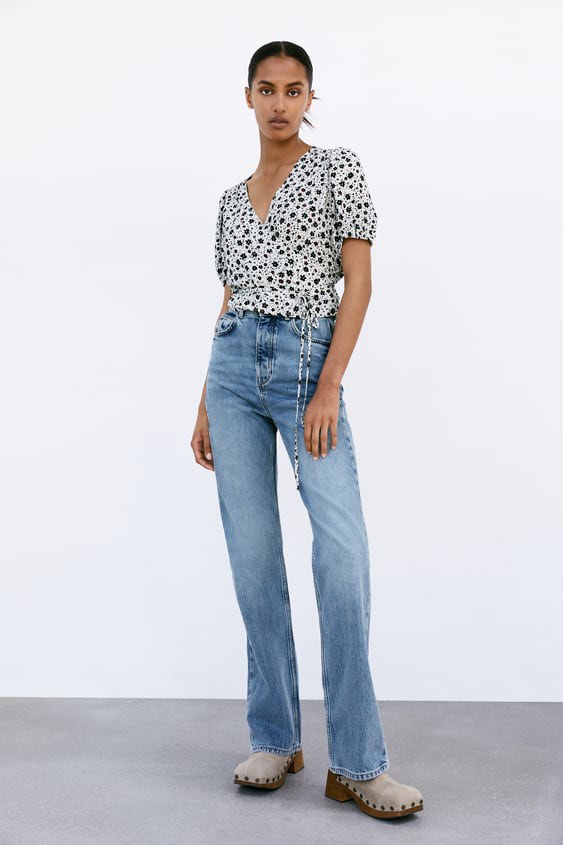 Zara Floral Wrap Top, Women's Fashion, Tops, Blouses on Carousell