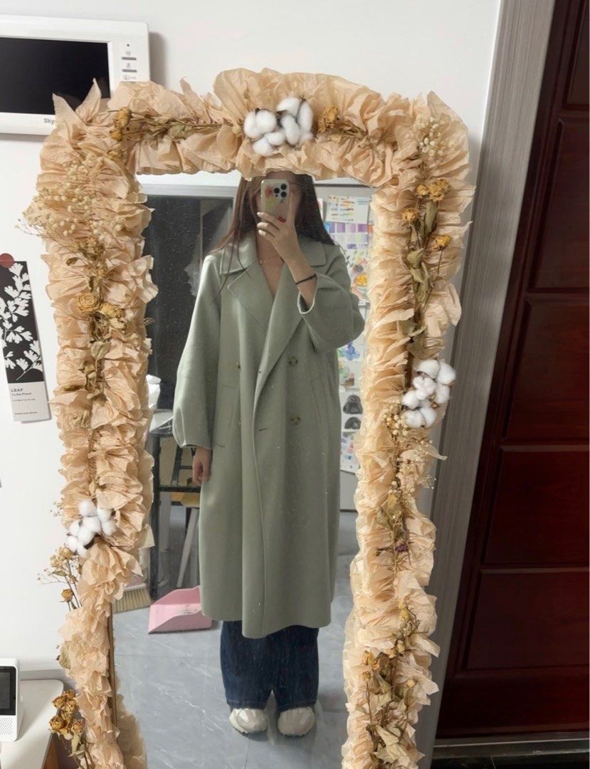 mint green coat zara