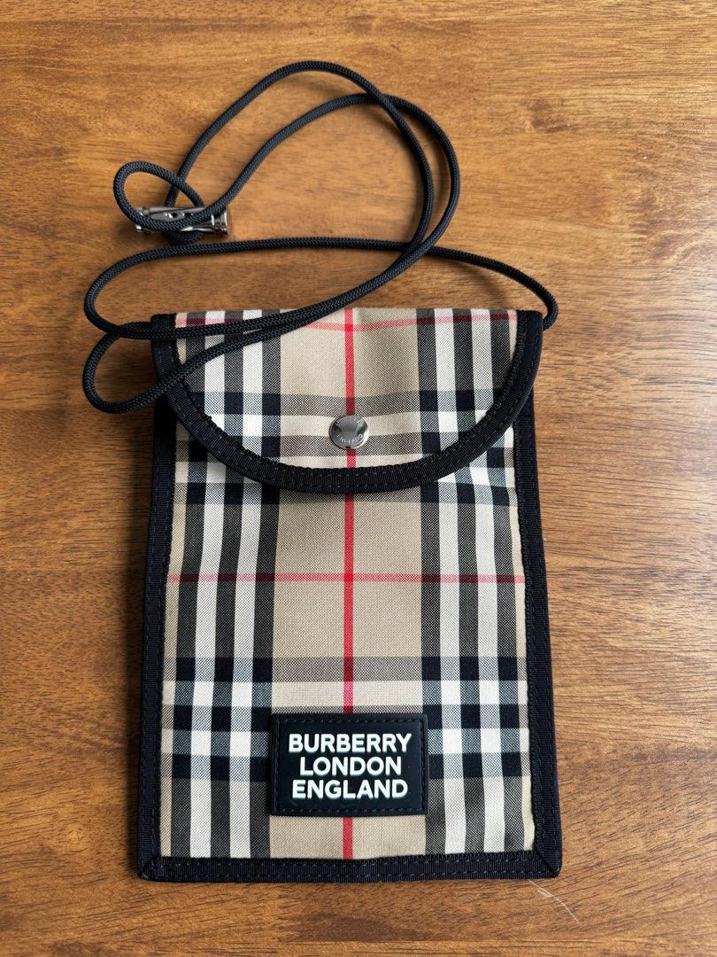 100 Original BURBERRY Vintage Check Phone Case Crossbody Bag 8026664 Beige