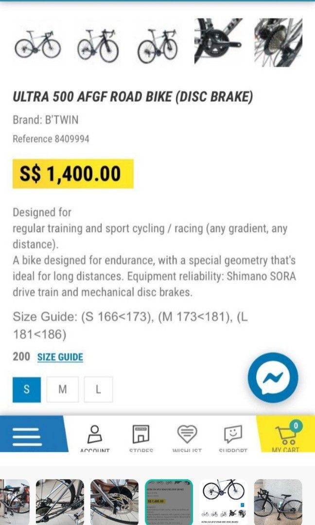 105 R7000 Ultra AFGF 500 Btwin Size MWTS WTT Sports Equipment