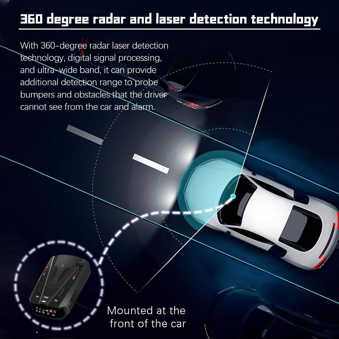 Long Range Car Detection System,city/hwy Speed Alarm & Pop Fast Scan,  Automatic 360° Detection With Voice Prompt - Temu