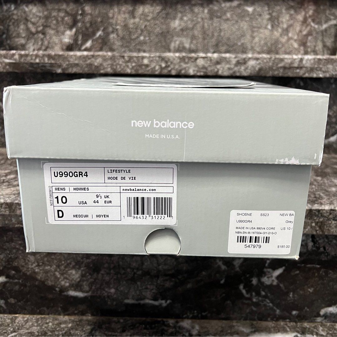 全新美製不議New Balance 990v4 Made in USA U990GR4 US10, 男裝, 鞋