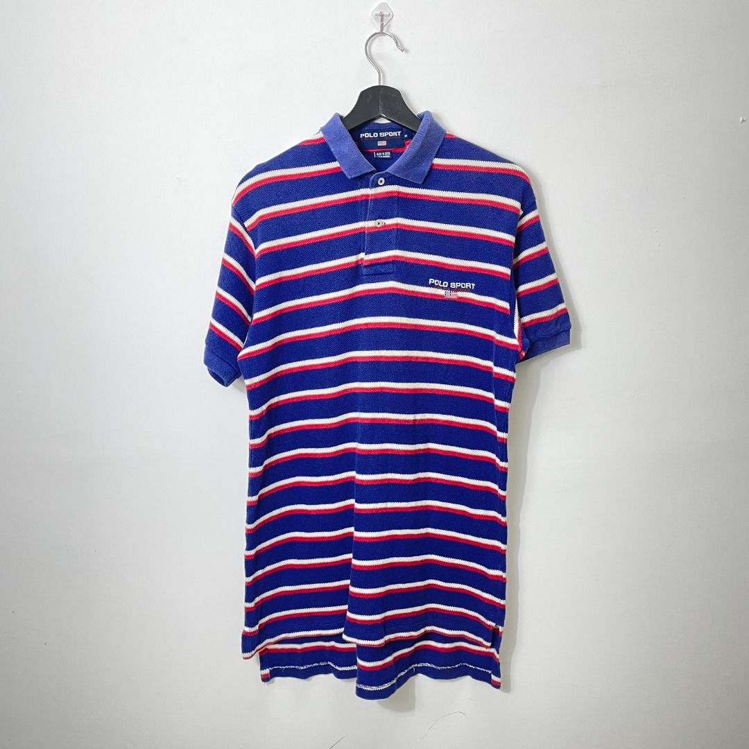 SALE M POLO SPORT RALPH LAUREN TSHIRT SHIRT STRIPE BLUE