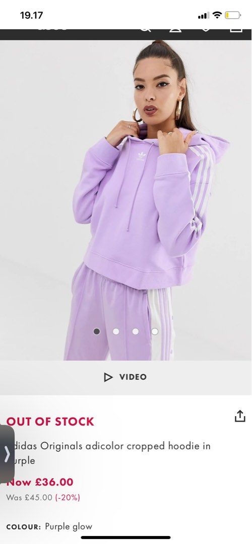 Originals adicolor cropped deals hoodie in purple