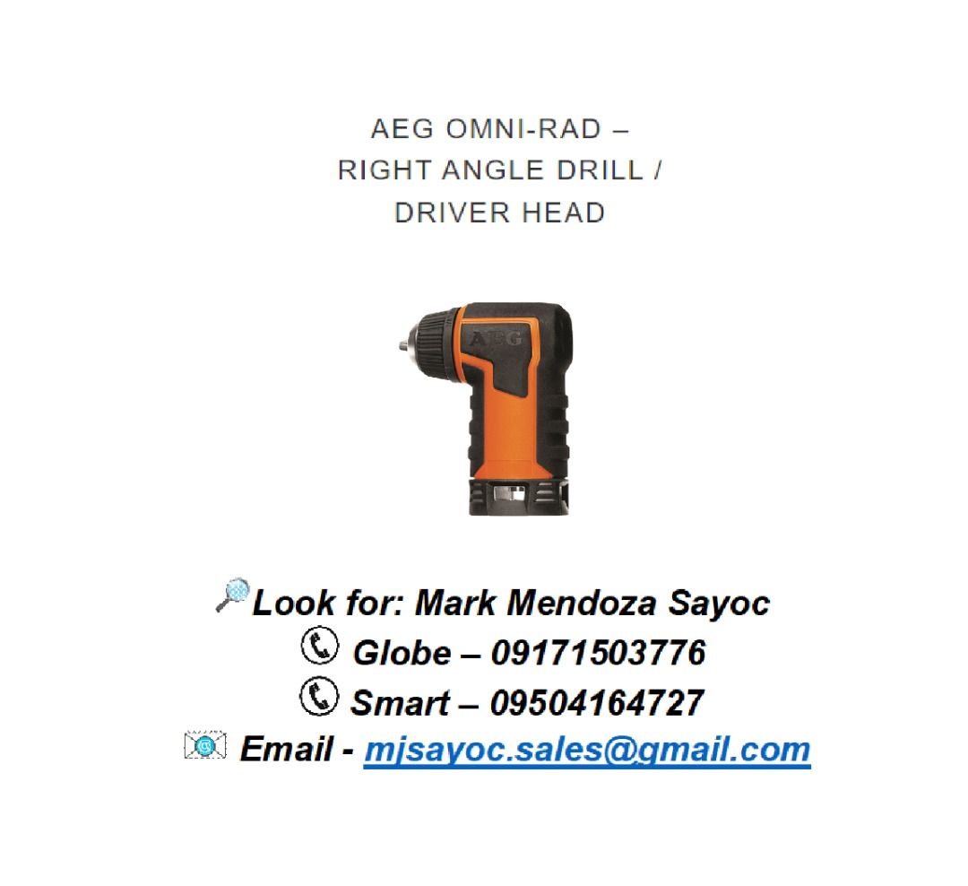 AEG OMNI RAD RIGHT ANGLE DRILL DRIVER HEAD Commercial Industrial Construction Tools Equipment on Carousell