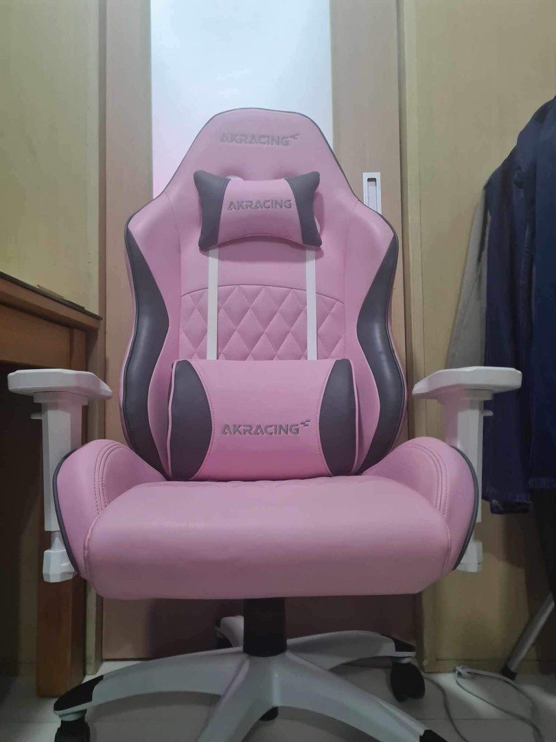 AK Racing California Gaming Chair Flamingo Pink Grey Furniture