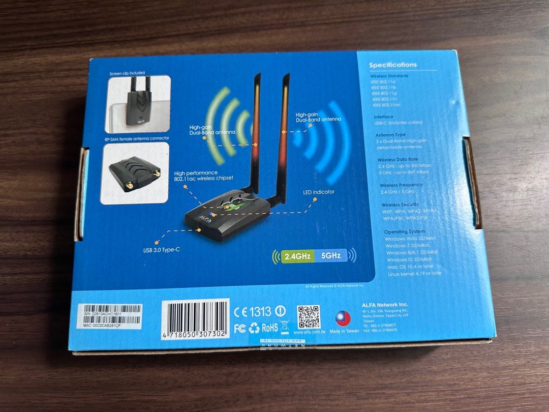 Alfa Network AC1200 Wide Range Wireless USBC Adapter AWUS035ACH