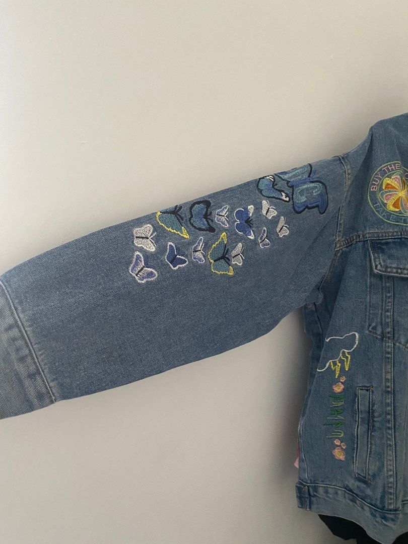 AMR Jeans Jacket Astroworld Light Blue Fesyen Wanita Pakaian