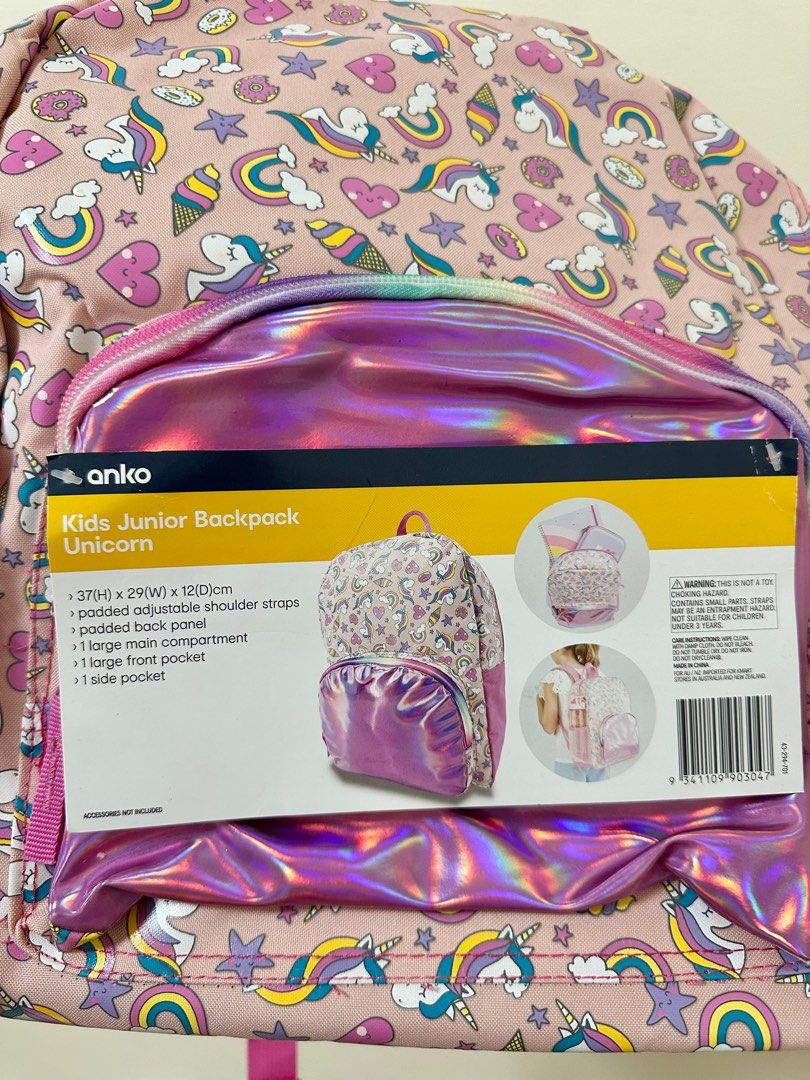 Anko Kids Junior Backpack Unicorn Babies Kids Babies Kids