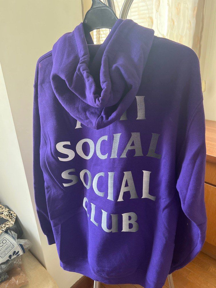 Authentic Anti Social Social Club ASSC Purple Moody Hoodie Fesyen Pria Pakaian Baju Luaran di Carousell
