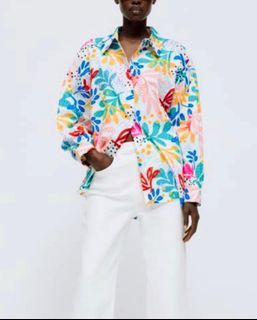 Authentic Zara - printed poplin shirt