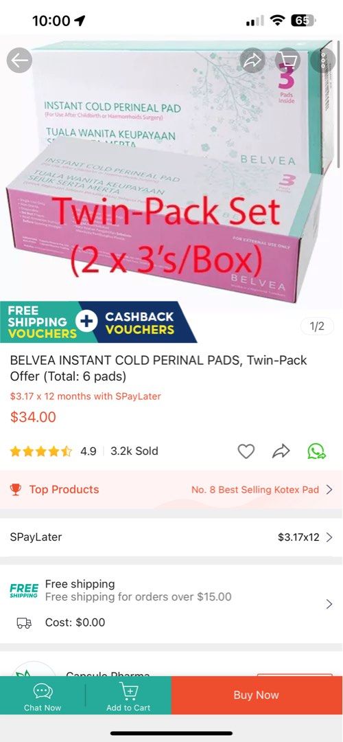 Belvea Instant Cold Perineal Pad, Beauty & Personal Care, Sanitary Hygiene  on Carousell
