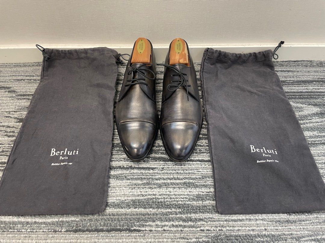 Authentic Berluti Black Patina Calfskin Shoes,UK8.5/US9.5