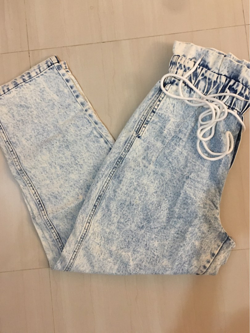Bershka high waisted paperbag jeans Women s Fashion Bottoms