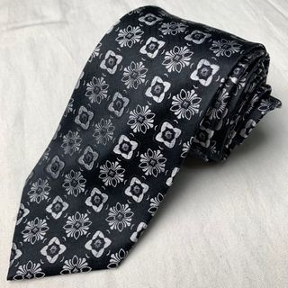 Daniel Hechter Black Silver Floral Necktie