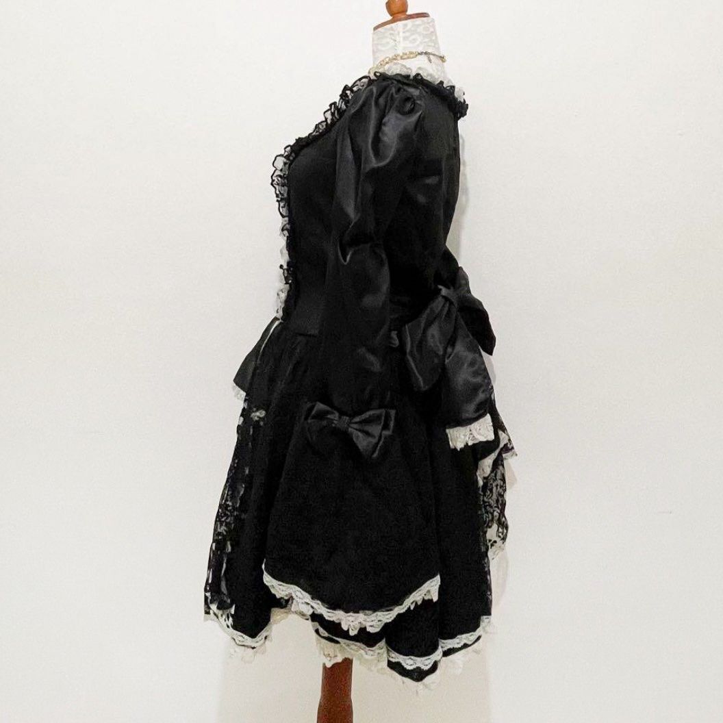 Black White Gothic Lolita Kawaii Cute Dress Otaku Anime Costume With ...