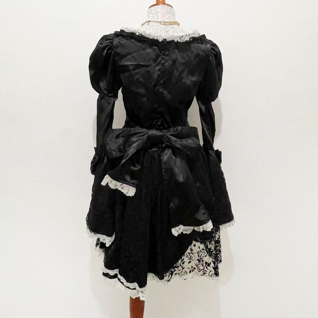 Black White Gothic Lolita Kawaii Cute Dress Otaku Anime Costume With ...